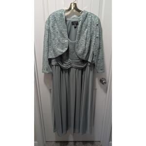 R&M Richards Womens 2 Piece Mother of the Bride Dress Light Green Formal Sz. 20W